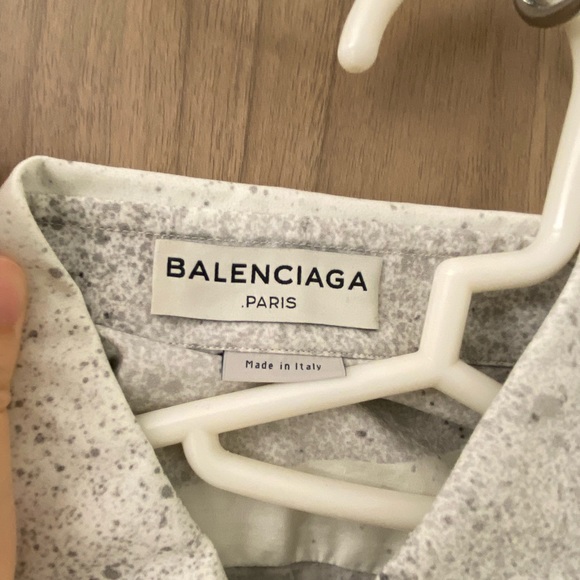 Balenciaga White Paint Splatter Shirt - 38 - Picture 2 of 3